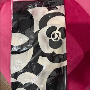 Black and White Floral Scarf